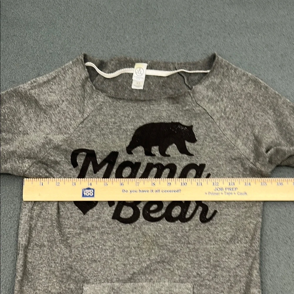 Gray “Mama Bear” Raglan Sweater | 3/4 Sleeve | Size XS - Picture 4 of 7